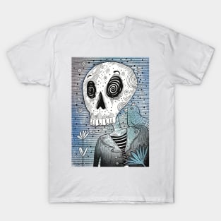 Skull and blue bird T-Shirt